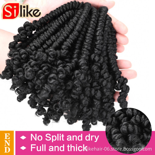 Silike Short Passion Twist Braids 6-8inch Synthetic Crochet Braids Black Brown Ombre Braiding Fluffy Spring Twist Hair Extension